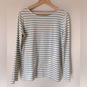 Boden Blue/Ivory Long Sleeve Breton, Size US 10